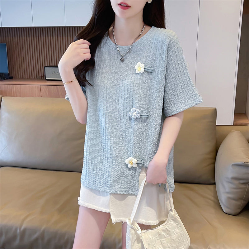 Irregular Flower Short-Sleeved T-Shirt