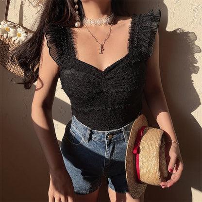 French Sweet Stretch Lace Camisole