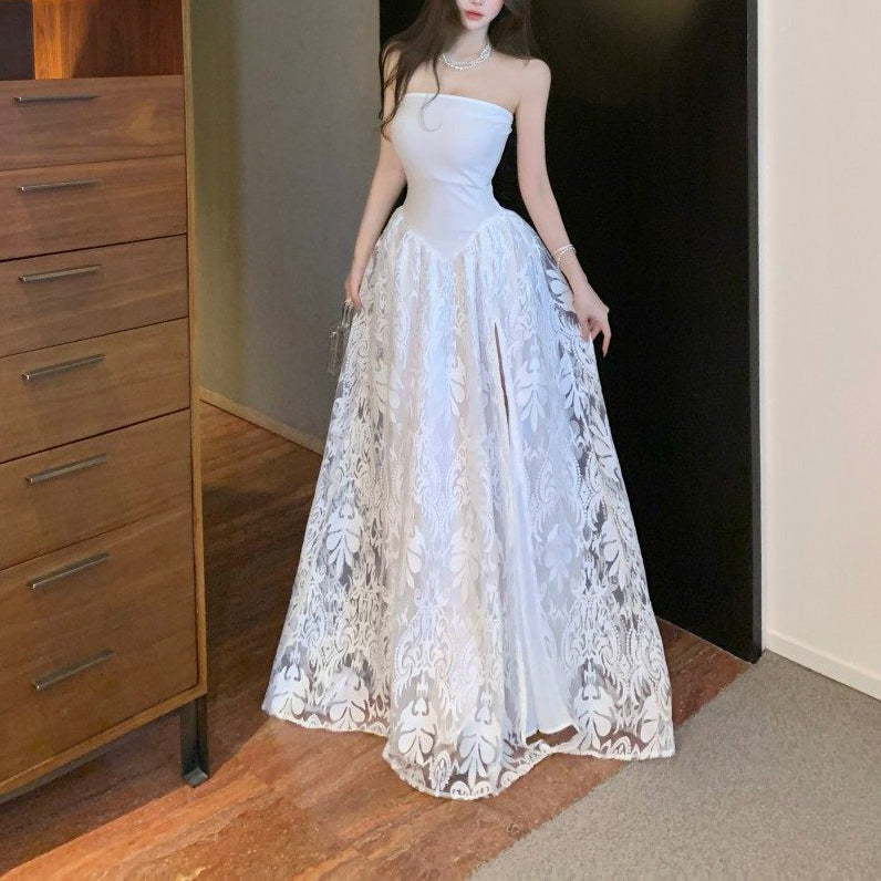 Sweet And Sexy Jacquard High-Waisted Loose-Fitting Flared Dress For Birthday Parties