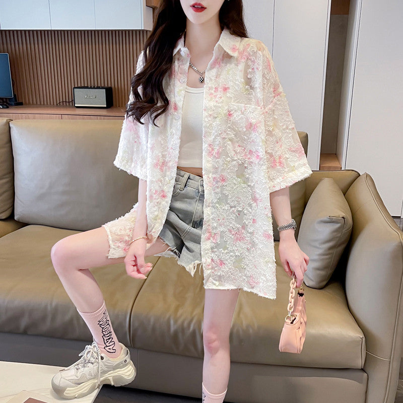 Ice Silk Chiffon Short-Sleeve Shirt