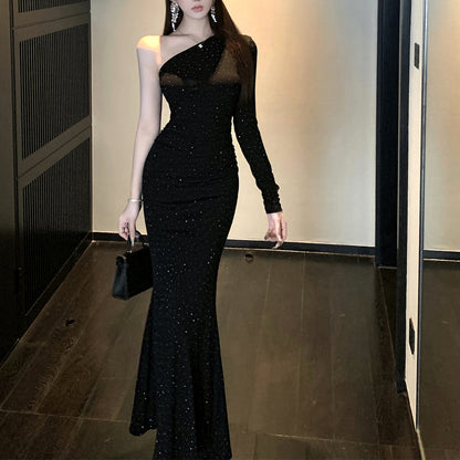 Stylish And Sexy Rhinestone Off-Shoulder Party Dress