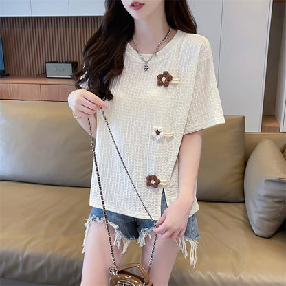 Irregular Flower Short-Sleeved T-Shirt