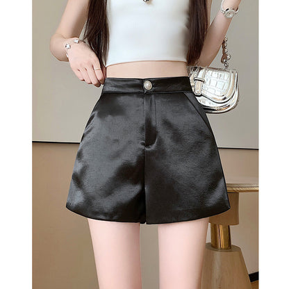 Casual High-Waisted Satin Shorts