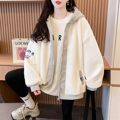 Fleece-Lined And Thickened Hooded Jacket