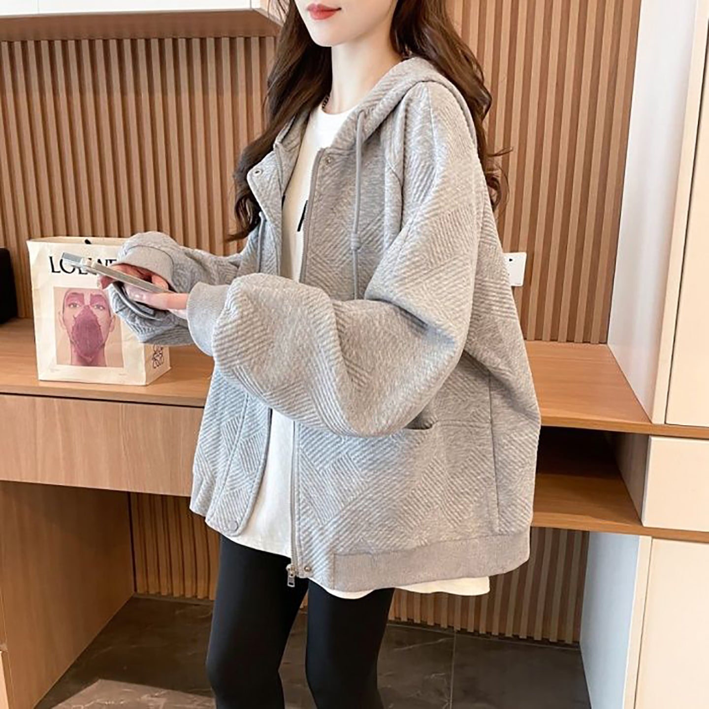 Stylish Grey Hooded Jacket