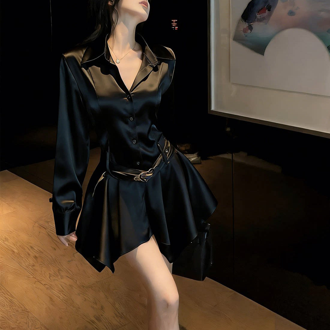 Irregular French Shirt Dress