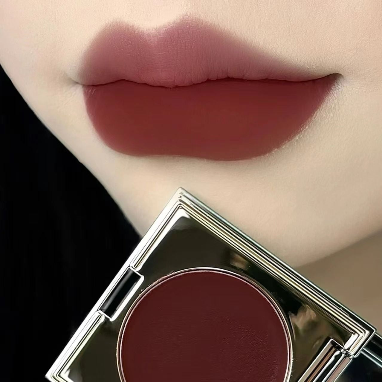 Small Square Lipstick Matte Fog Waterproof Non-Fading Lip Cheek Blush Multi-Purpose Cream