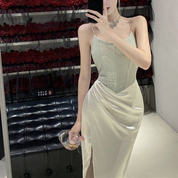 French-Style Sexy High-Slit Gown