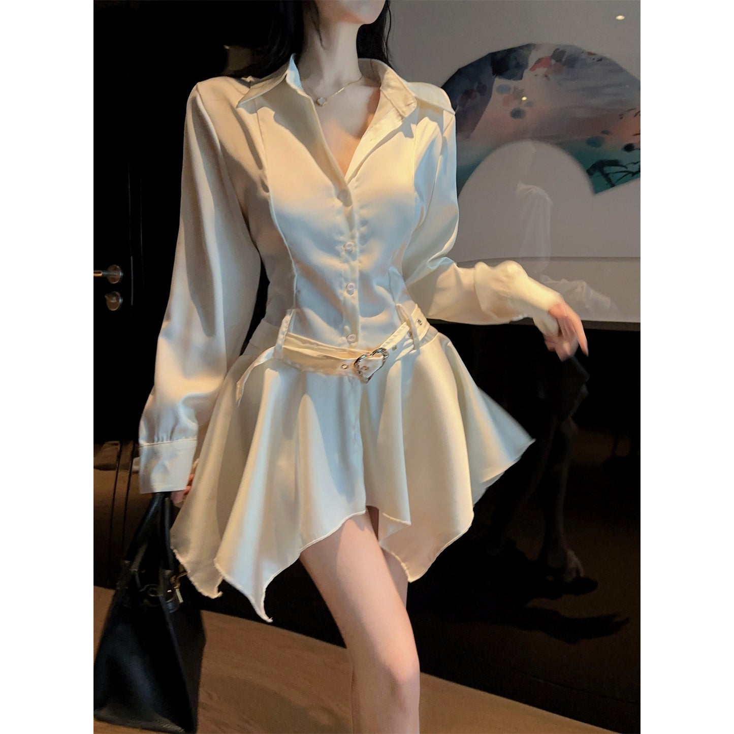 Irregular French Shirt Dress