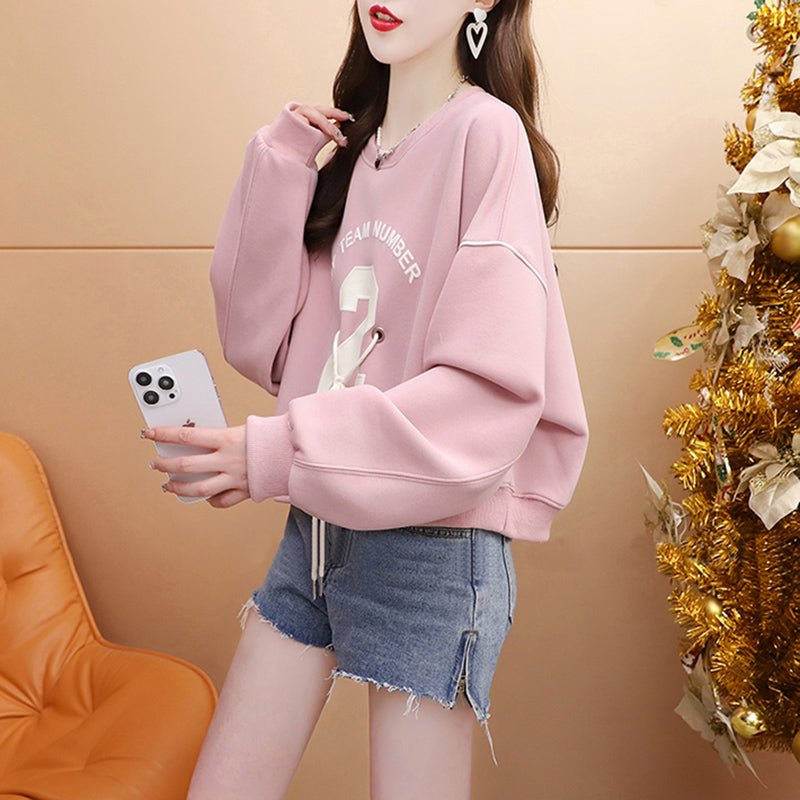 Stylish Cropped Crew Neck Sweatshirt