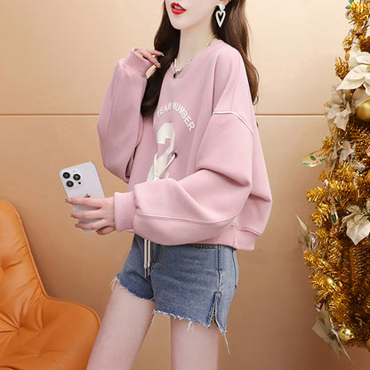 Stylish Cropped Crew Neck Sweatshirt