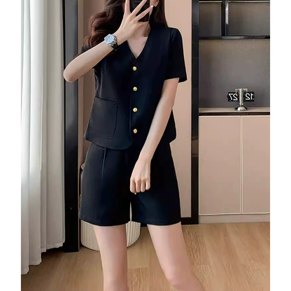 Elegant Style Short-Sleeved Suit