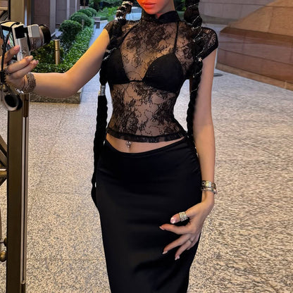 Lace See-Through Sexy And Unique Creative Top