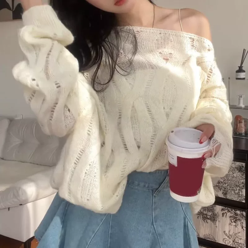 Lazy Style Openwork Knit Sweater