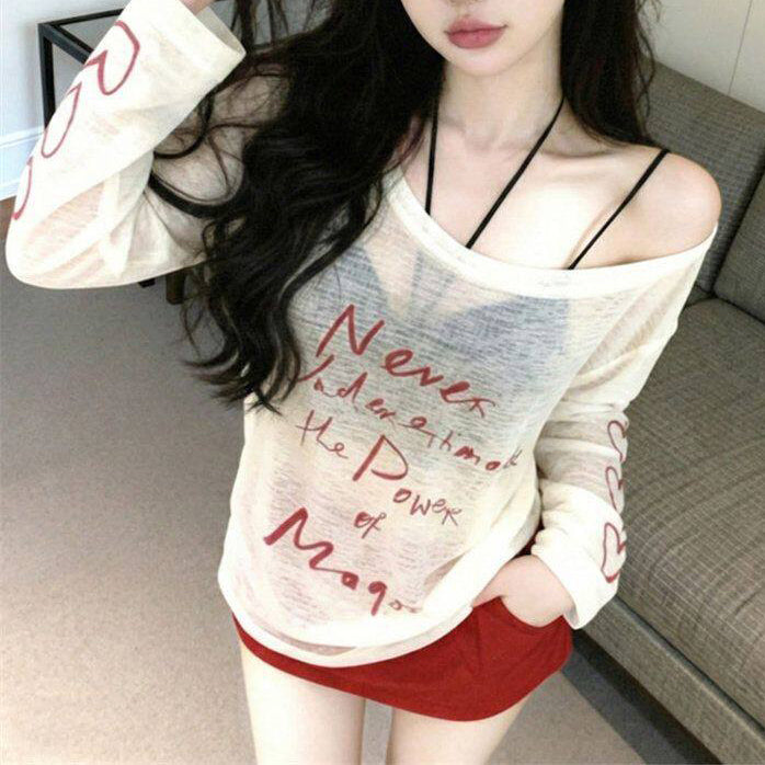 Lazy-Style Long-Sleeve Printed Sun Protection T-Shirt
