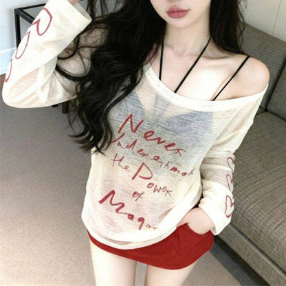 Lazy-Style Long-Sleeve Printed Sun Protection T-Shirt