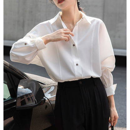 Niche Long-Sleeved Wrinkle-Resistant White Shirt