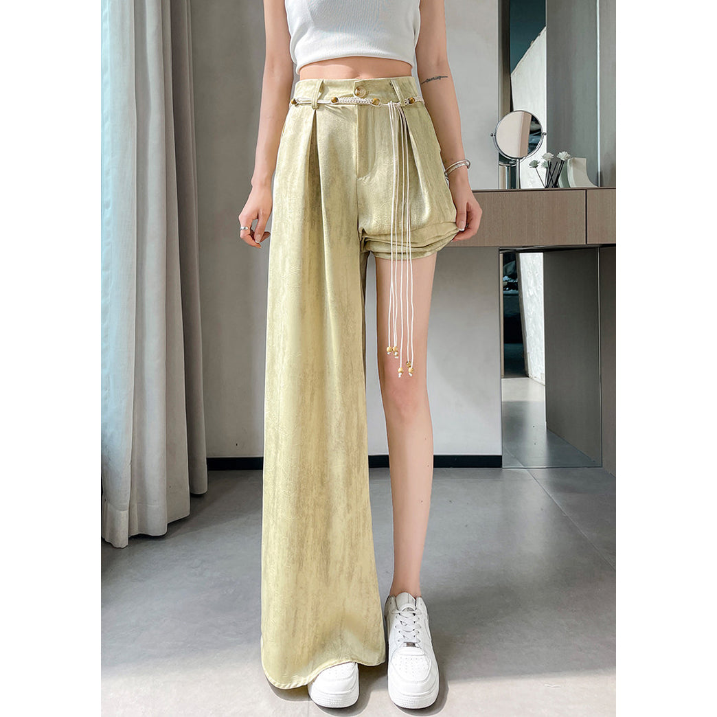 Acetate Satin Ice Silk Tie-Dye Wide-Leg Suit Pants