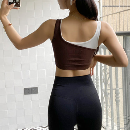 Faux Two-Piece Shockproof Quick-Drying Yoga Tank Top