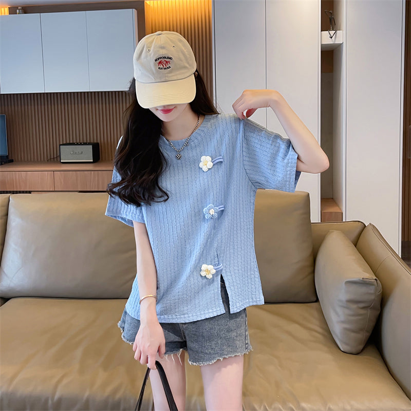 Irregular Flower Short-Sleeved T-Shirt