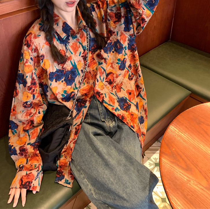 Floral Print Casual Loose-Fitting Shirt