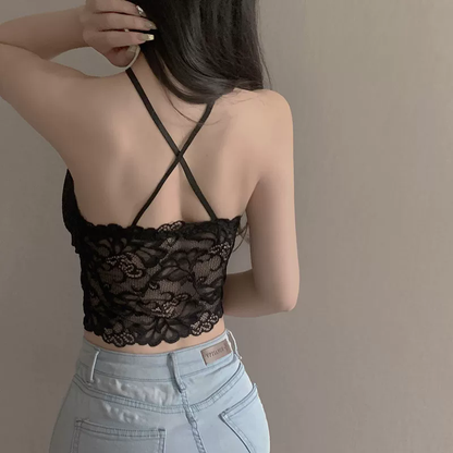 Lace Sexy Halter Neck Bra With Padded Bra