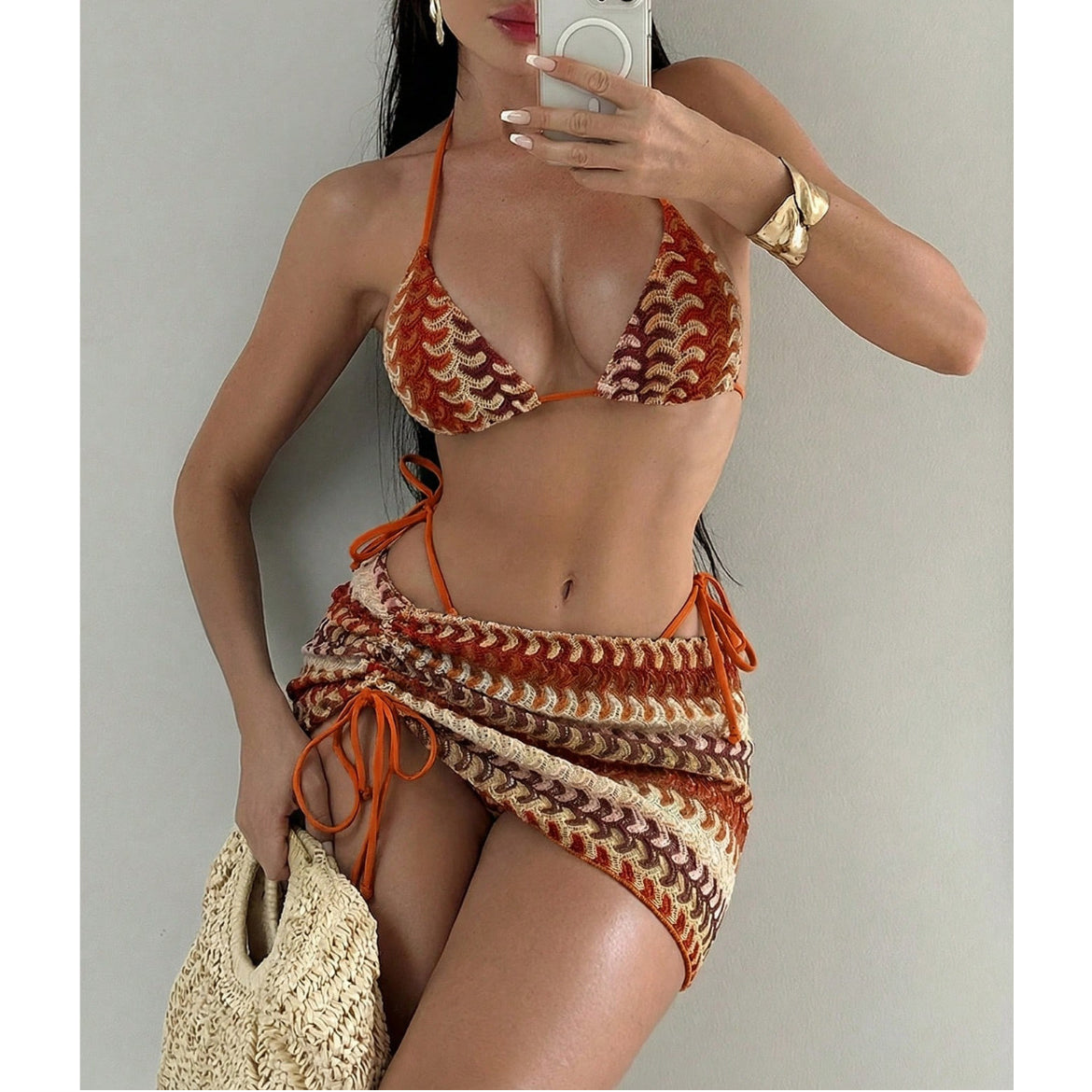 Sexy Bikini Swimsuit Three-Piece Set For Beach Vacation
