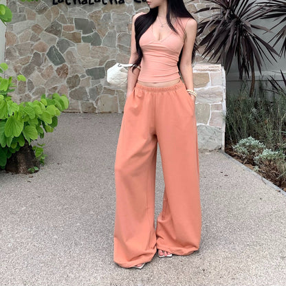 Sexy V-Neck Tank Top And Loose Trousers Set