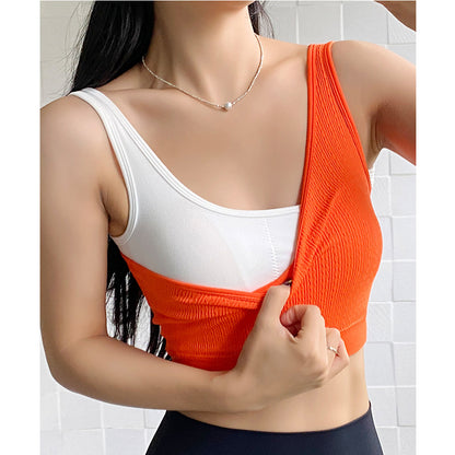 Faux Two-Piece Shockproof Quick-Drying Yoga Tank Top