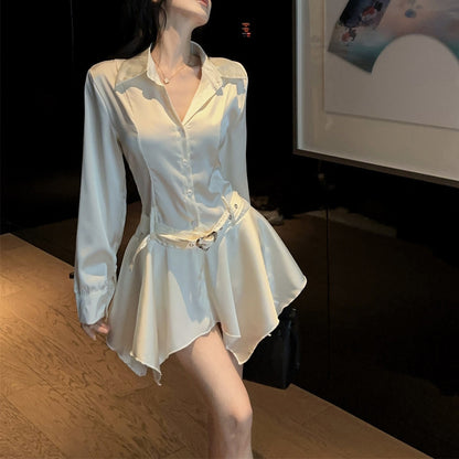 Irregular French Shirt Dress