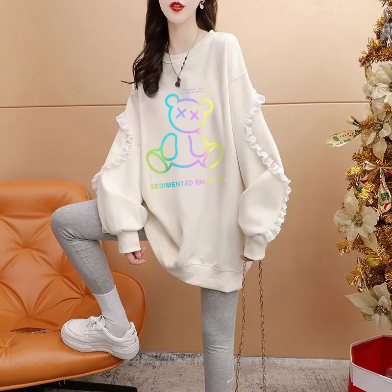 Cartoon Crew Neck Fleece Sweatshirt