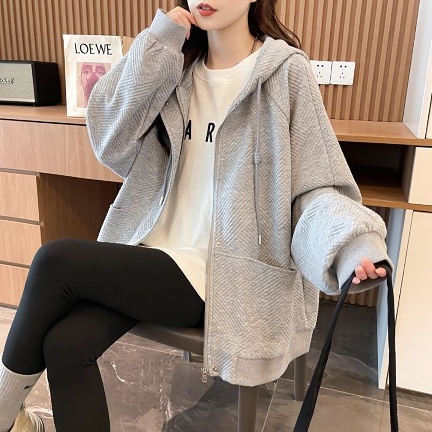 Stylish Grey Hooded Jacket