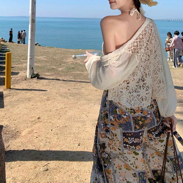 Ethnic-Style Printed Wide-Leg Pants Skirt Vest Set