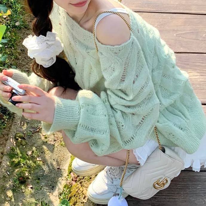 Lazy Style Openwork Knit Sweater
