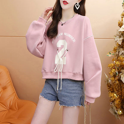 Stylish Cropped Crew Neck Sweatshirt