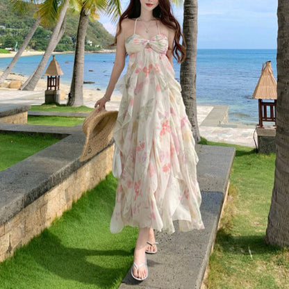 French Retro Floral Print Sundress