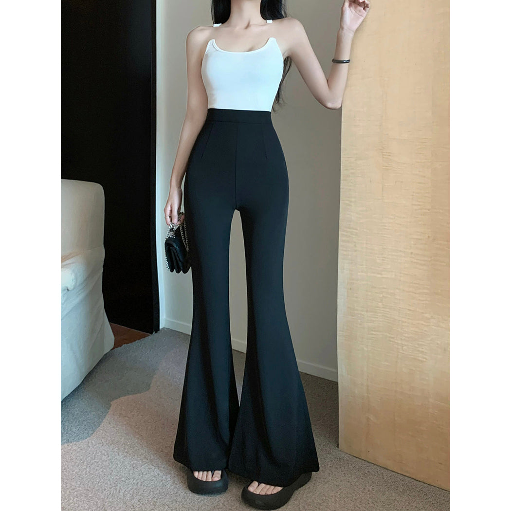 Ice-Silk Casual Slight-Flare Trousers