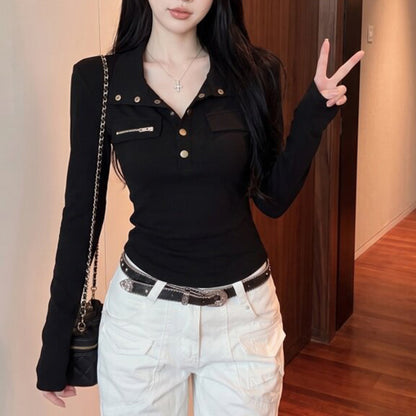 Fashionable And Sexy Long-Sleeved T-Shirt