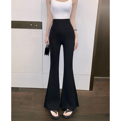 Ice-Silk Casual Slight-Flare Trousers