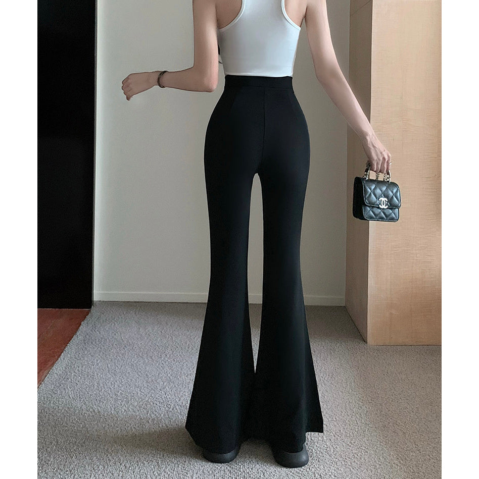 Ice-Silk Casual Slight-Flare Trousers