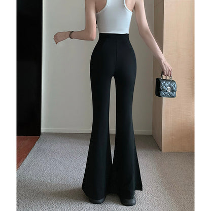 Ice-Silk Casual Slight-Flare Trousers