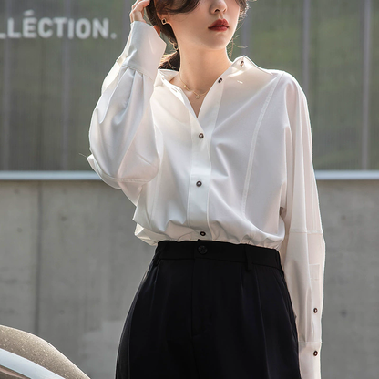 Niche Long-Sleeved Wrinkle-Resistant White Shirt