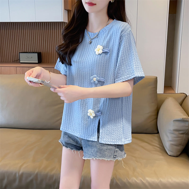 Irregular Flower Short-Sleeved T-Shirt