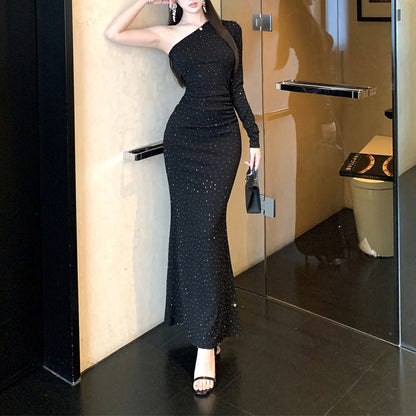 Stylish And Sexy Rhinestone Off-Shoulder Party Dress