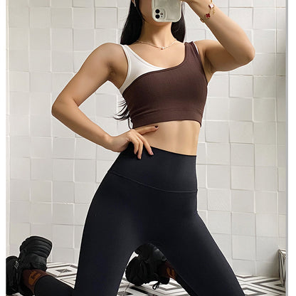 Faux Two-Piece Shockproof Quick-Drying Yoga Tank Top