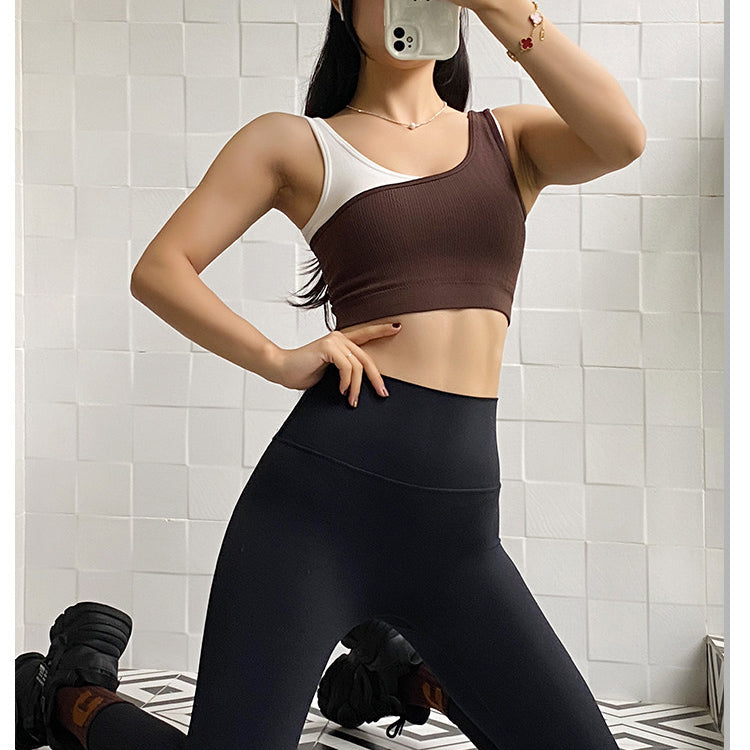 Faux Two-Piece Shockproof Quick-Drying Yoga Tank Top