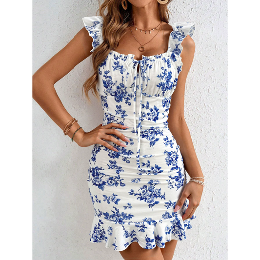 Stylish Ruffled Floral Dress