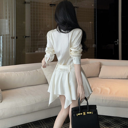 Irregular French Shirt Dress