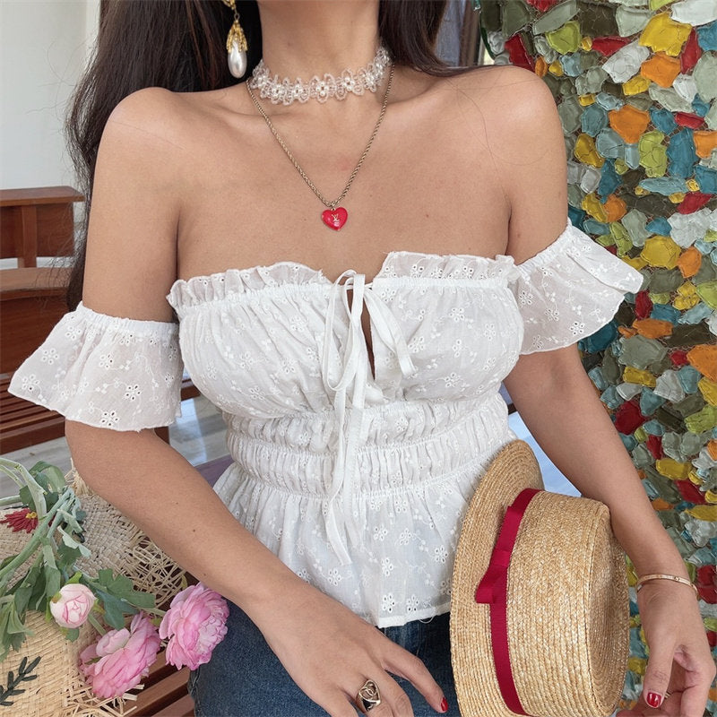 Off-The-Shoulder Tie-Up Resort Shirt