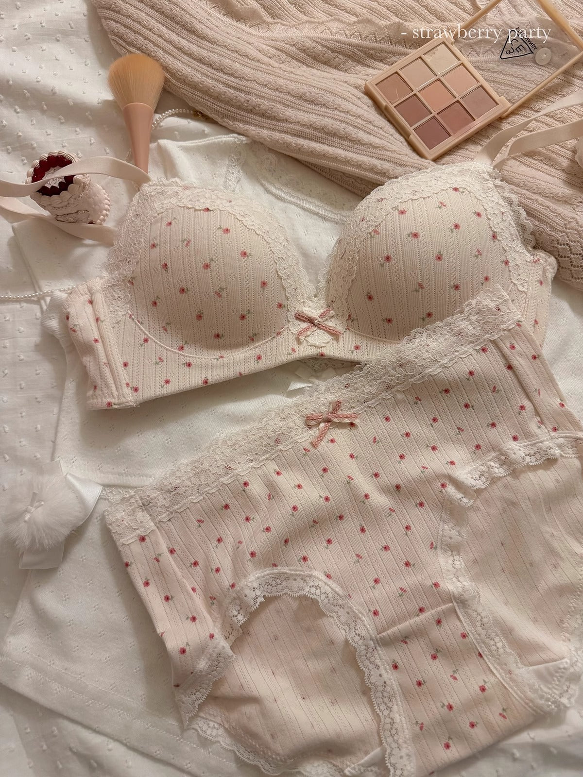 Sweet Floral Print Push-Up Wireless Seamless Bra